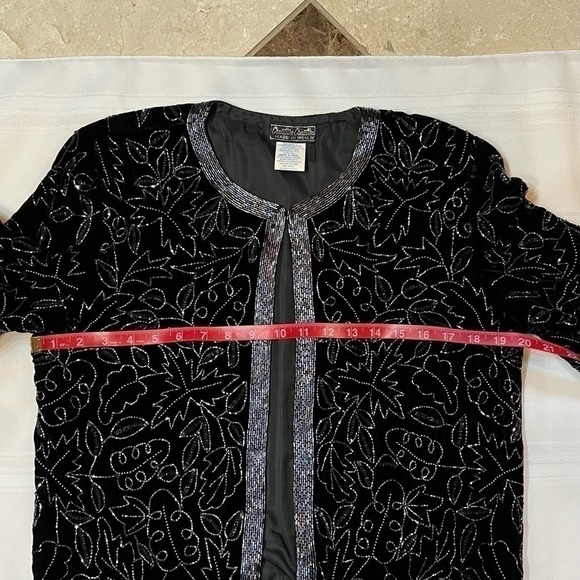 Vintage‎ Creative Creations Black Velvet Embellished Evening Jacket Sz M EUC - Picture 8 of 11